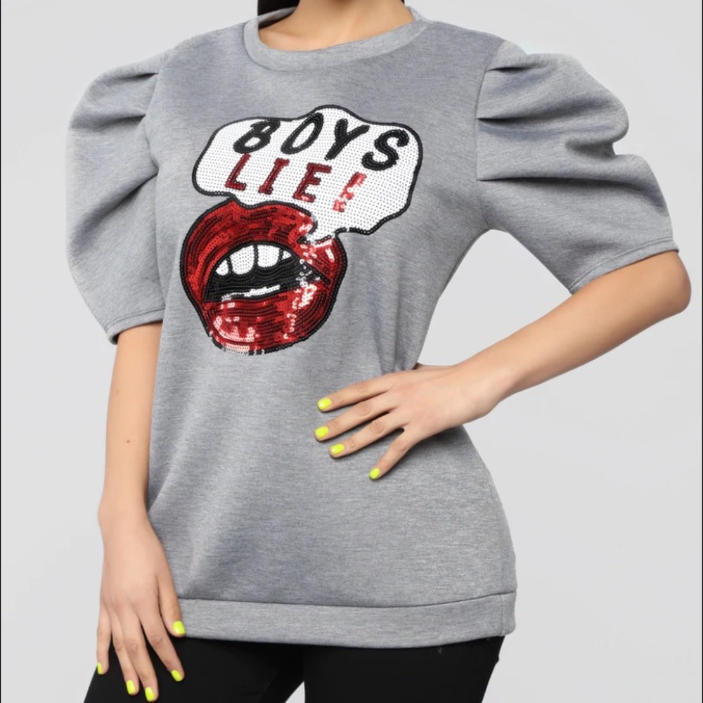 Fashion Nova Boys Lie Short Sleeve Sweatshirt
